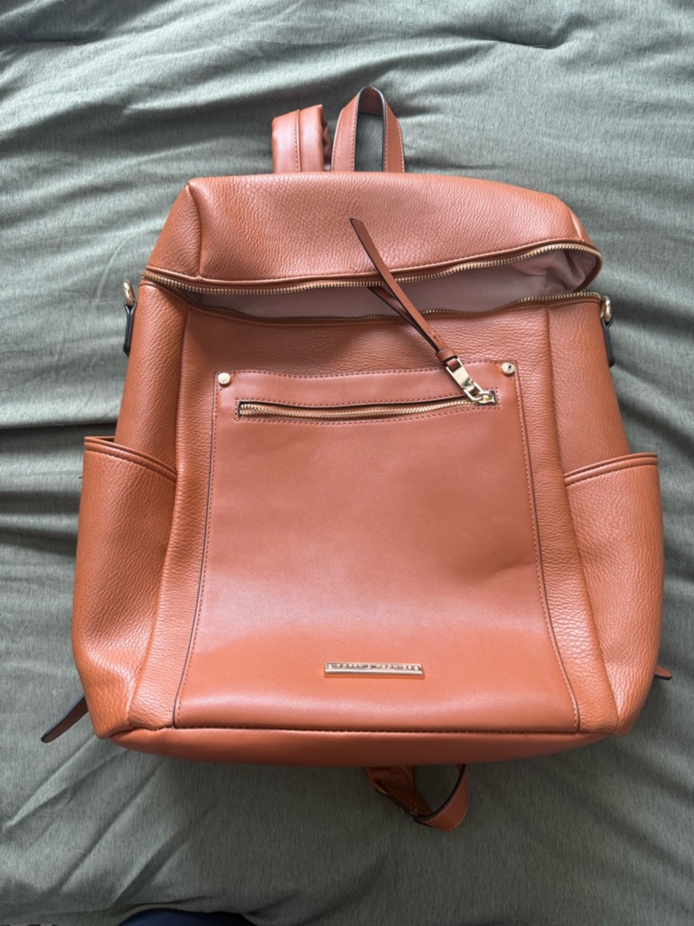 Leather Commuter Backpack Tote in Cognac Brown - Women Bags